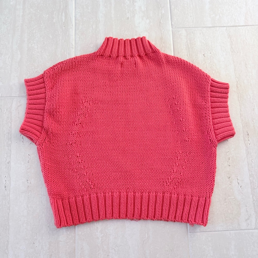 Maeve for Anthropologie Pippa mock-neck short-sleeve sweater vest heart Small - Picture 5 of 6
